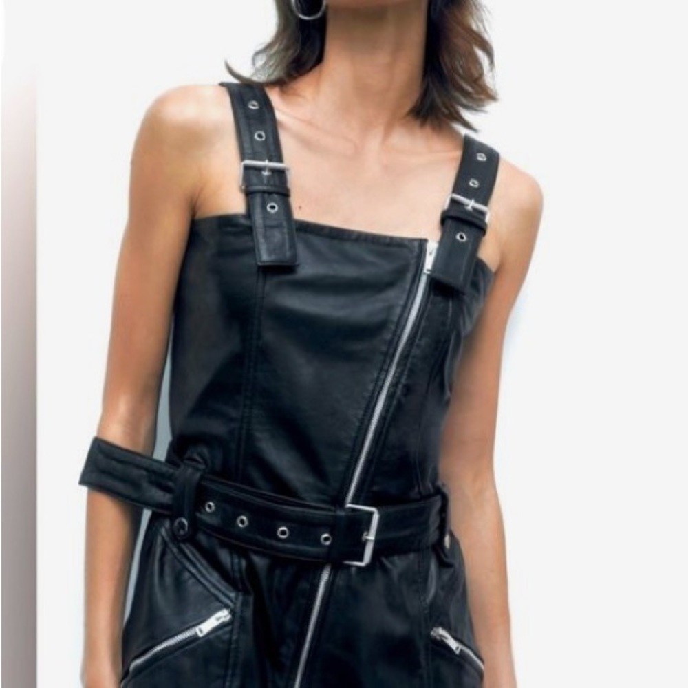 Zara leather Black Mini Dress with Belt